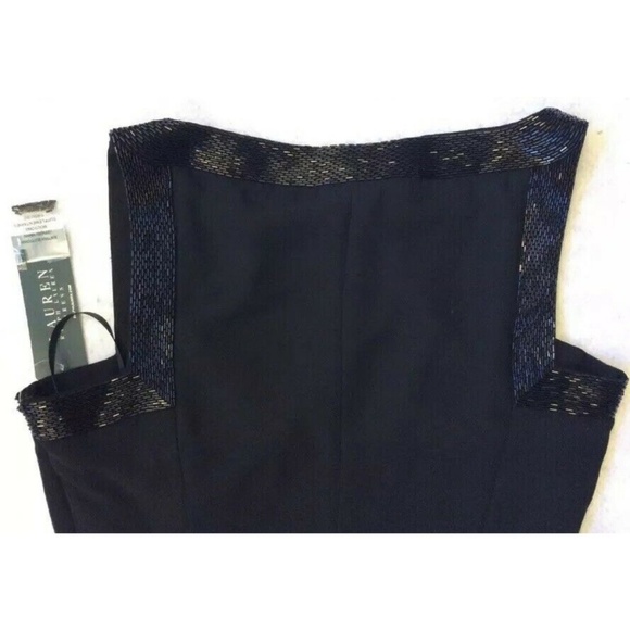 Lauren Ralph Lauren Sheath Dress Sz 6 Black Sequin - Picture 8 of 8